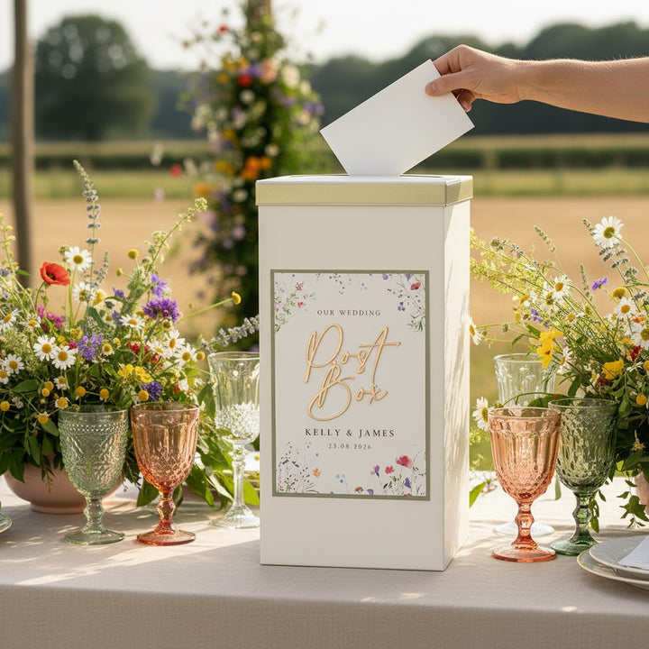 Watercolour Wildflower Wedding Card Post Box