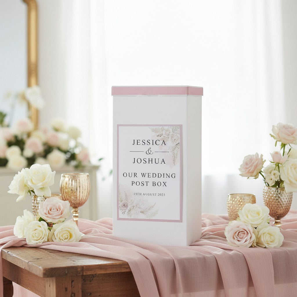 Blush Flowers Wedding Card Post Box