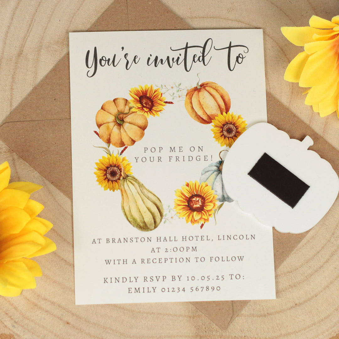 Autumn Pumpkins Wedding Invitation Acrylic Magnet-Weddings by Lumi