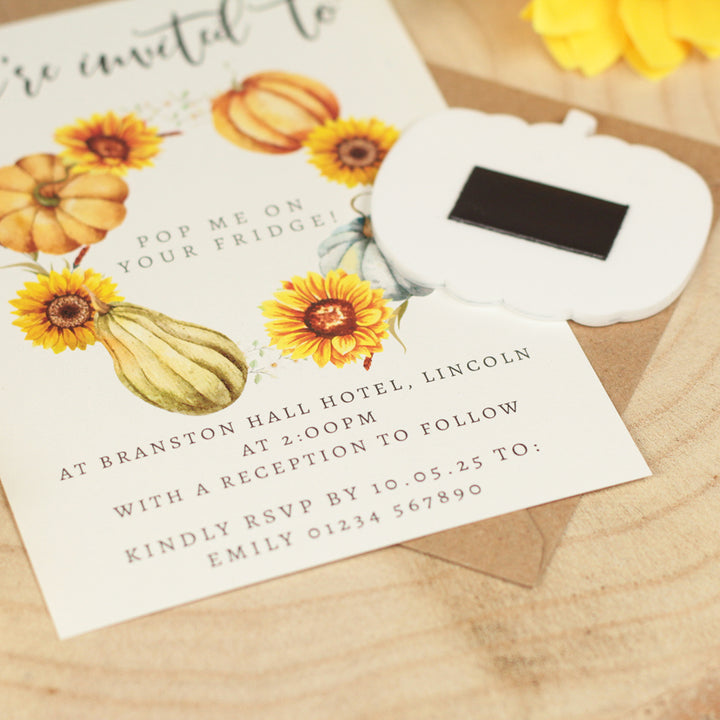 Autumn Pumpkins Wedding Invitation Acrylic Magnet-Weddings by Lumi