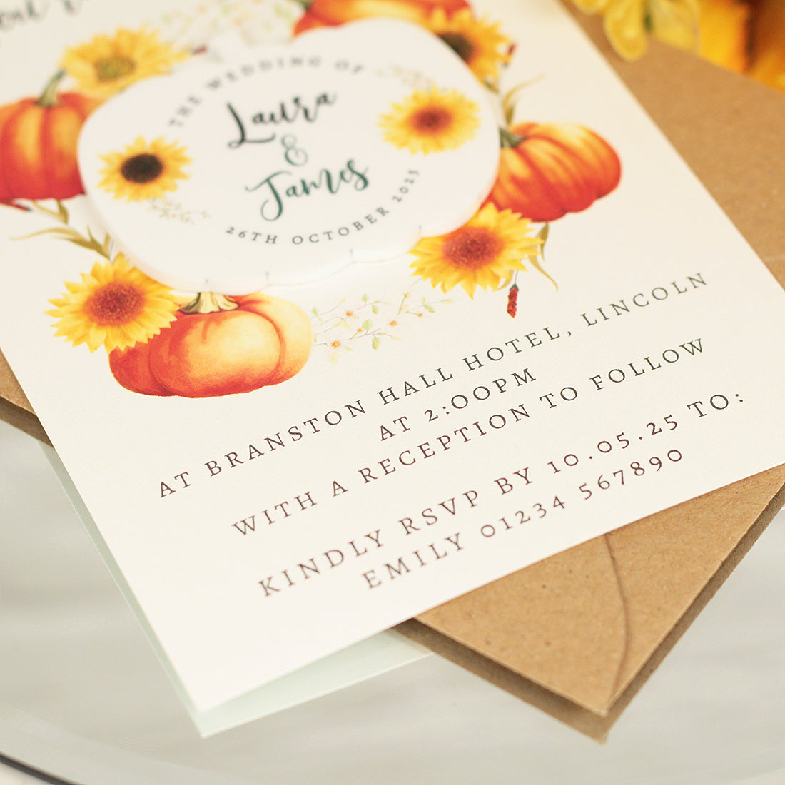 Orange Pumpkins Wedding Invitation Acrylic Magnet