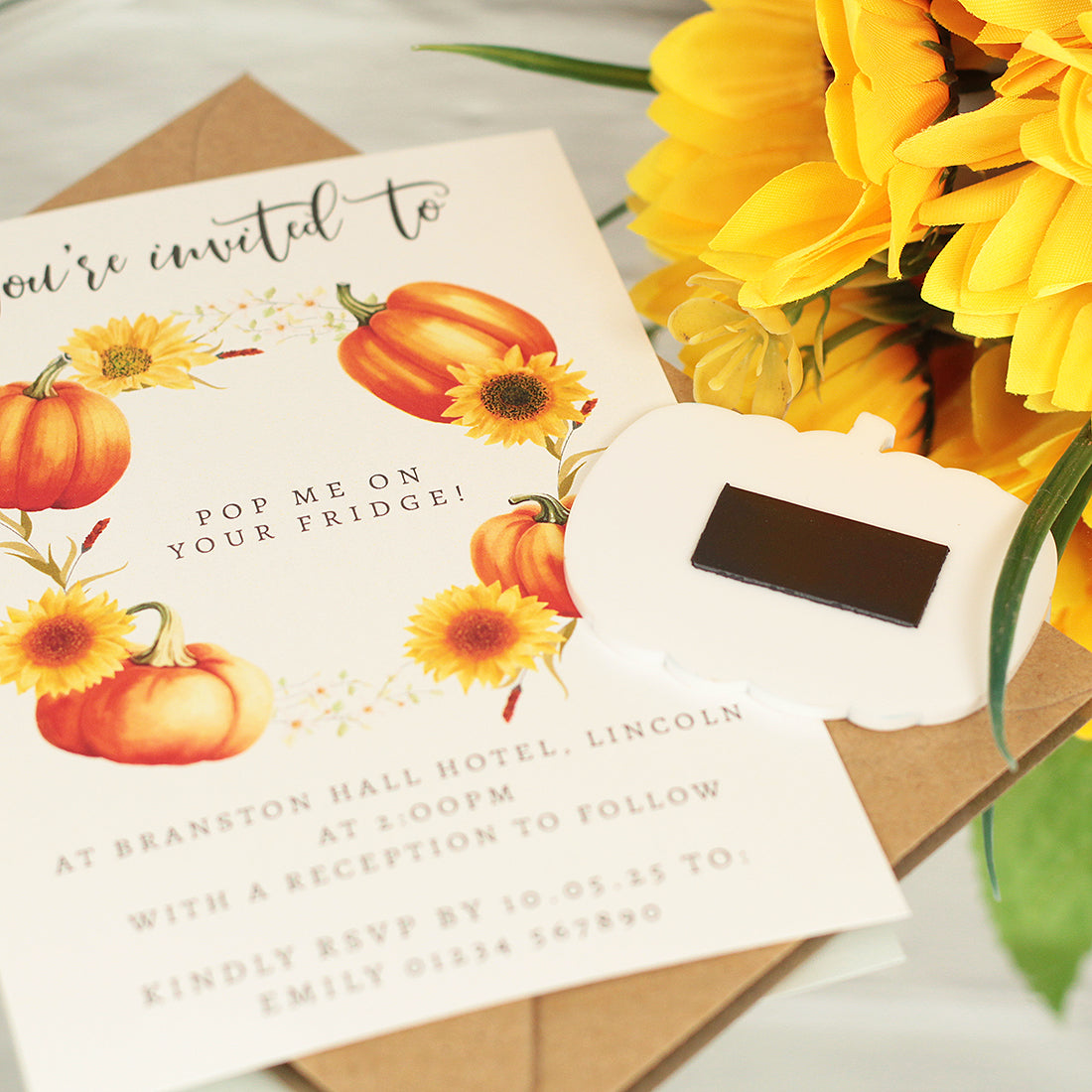 Orange Pumpkins Wedding Invitation Acrylic Magnet