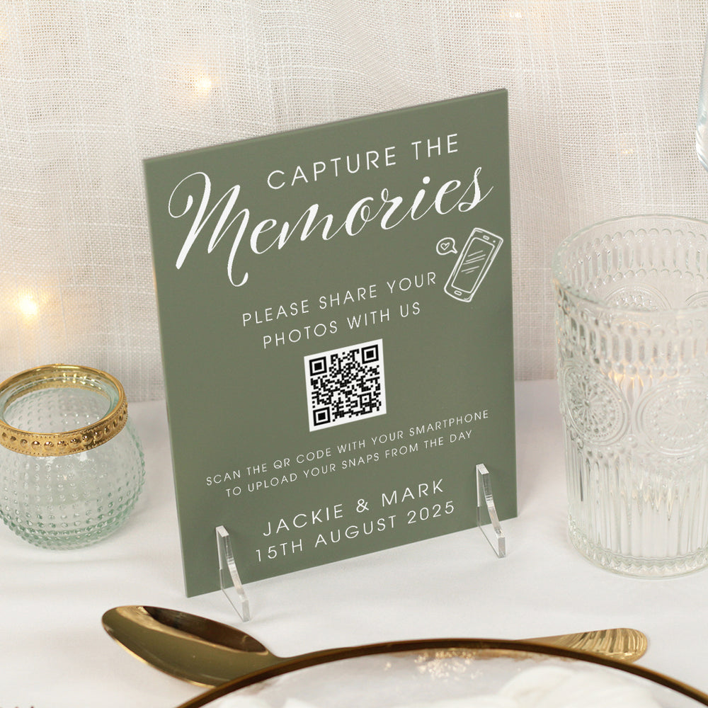 Elegant Script Pastel Acrylic QR Code Sign-Weddings by Lumi