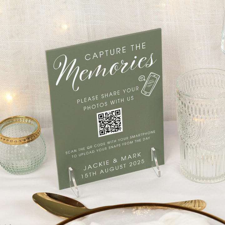 Elegant Script Pastel Acrylic QR Code Sign-Weddings by Lumi