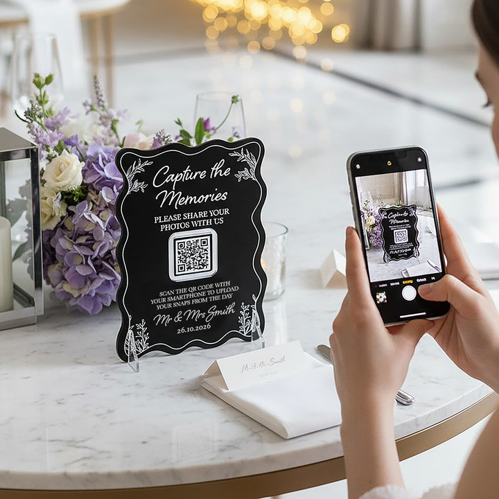 Wavy Edge Photo Sharing QR Code Acrylic Sign