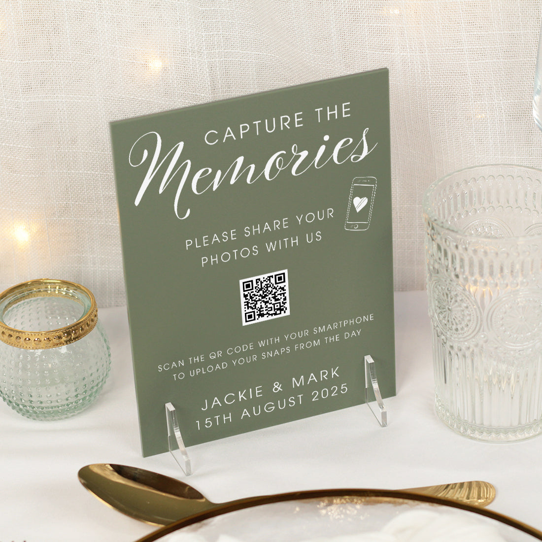 Elegant Script Pastel Acrylic QR Code Sign-Weddings by Lumi