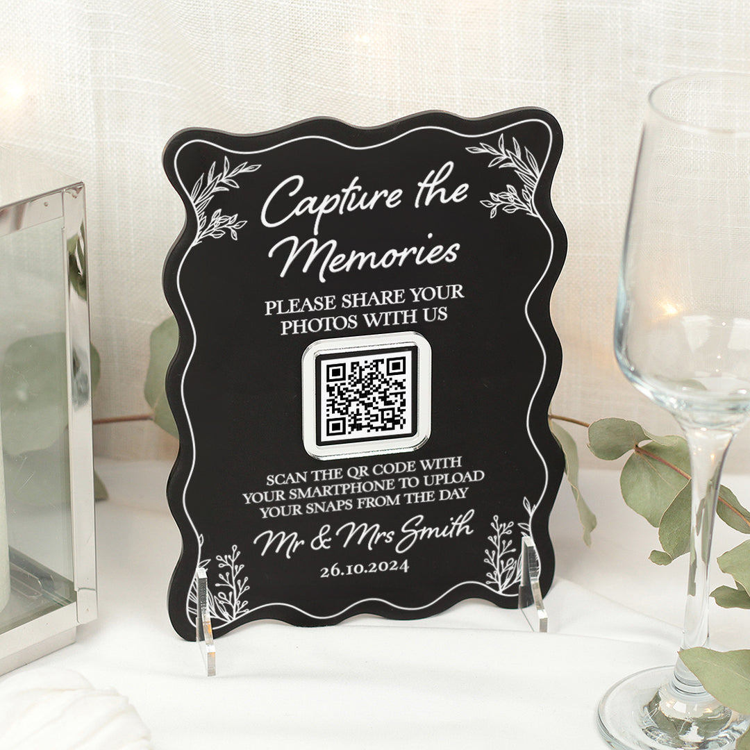 Wavy Edge Photo Sharing QR Code Acrylic Sign-Weddings by Lumi