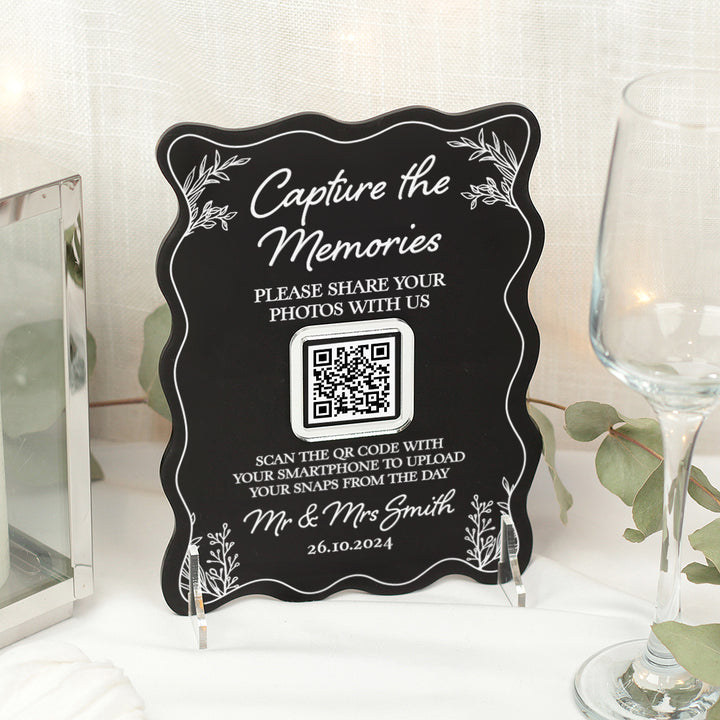 Wavy Edge Photo Sharing QR Code Acrylic Sign-Weddings by Lumi