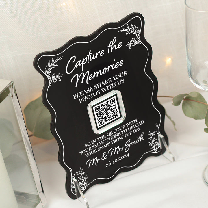 Wavy Edge Photo Sharing QR Code Acrylic Sign-Weddings by Lumi