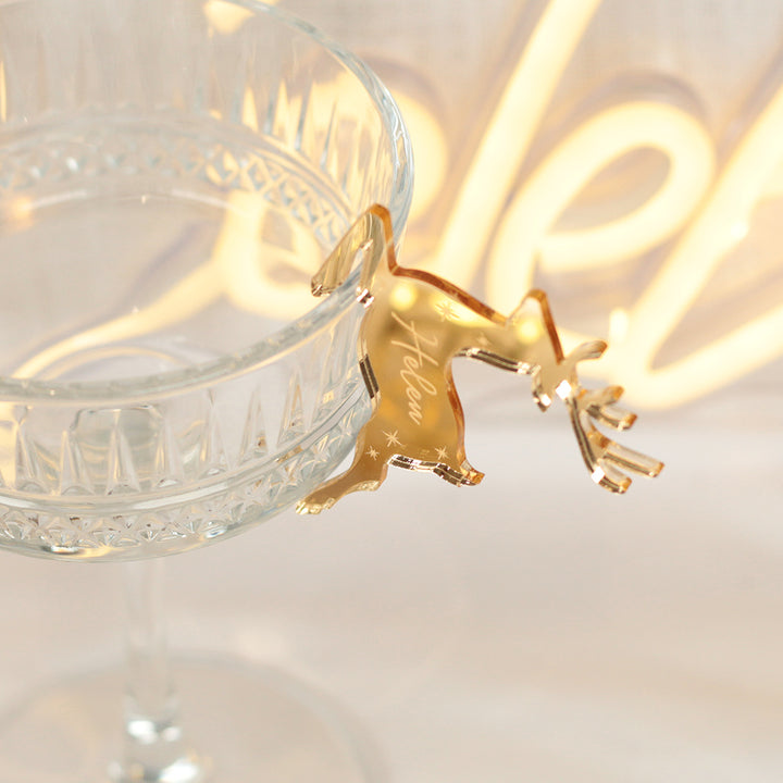 Reindeer Wine Glass Charm Place Settings-Weddings by Lumi