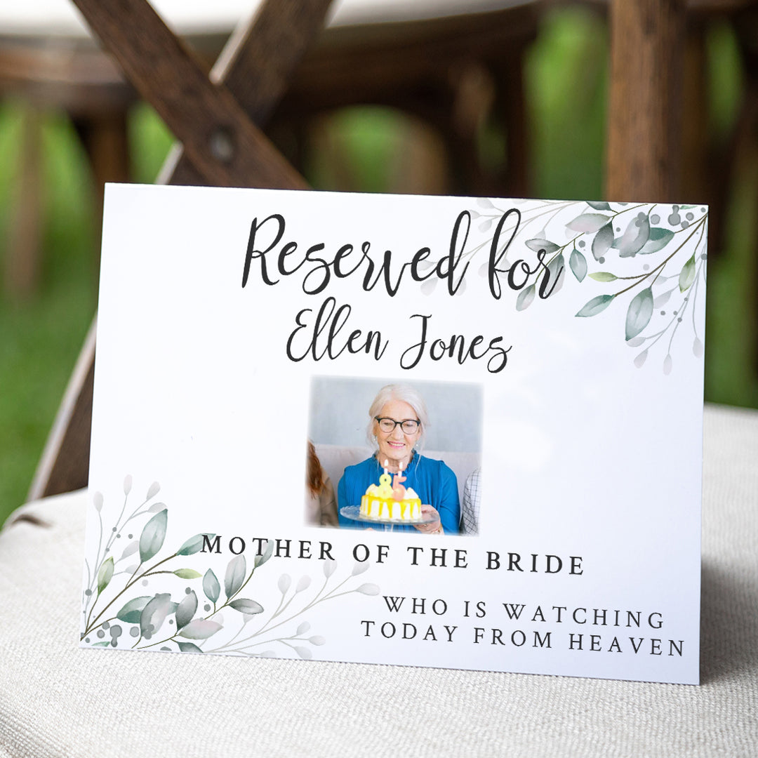 Botanical Wreath Reserved Seat Photo Memorial Sign-Weddings by Lumi