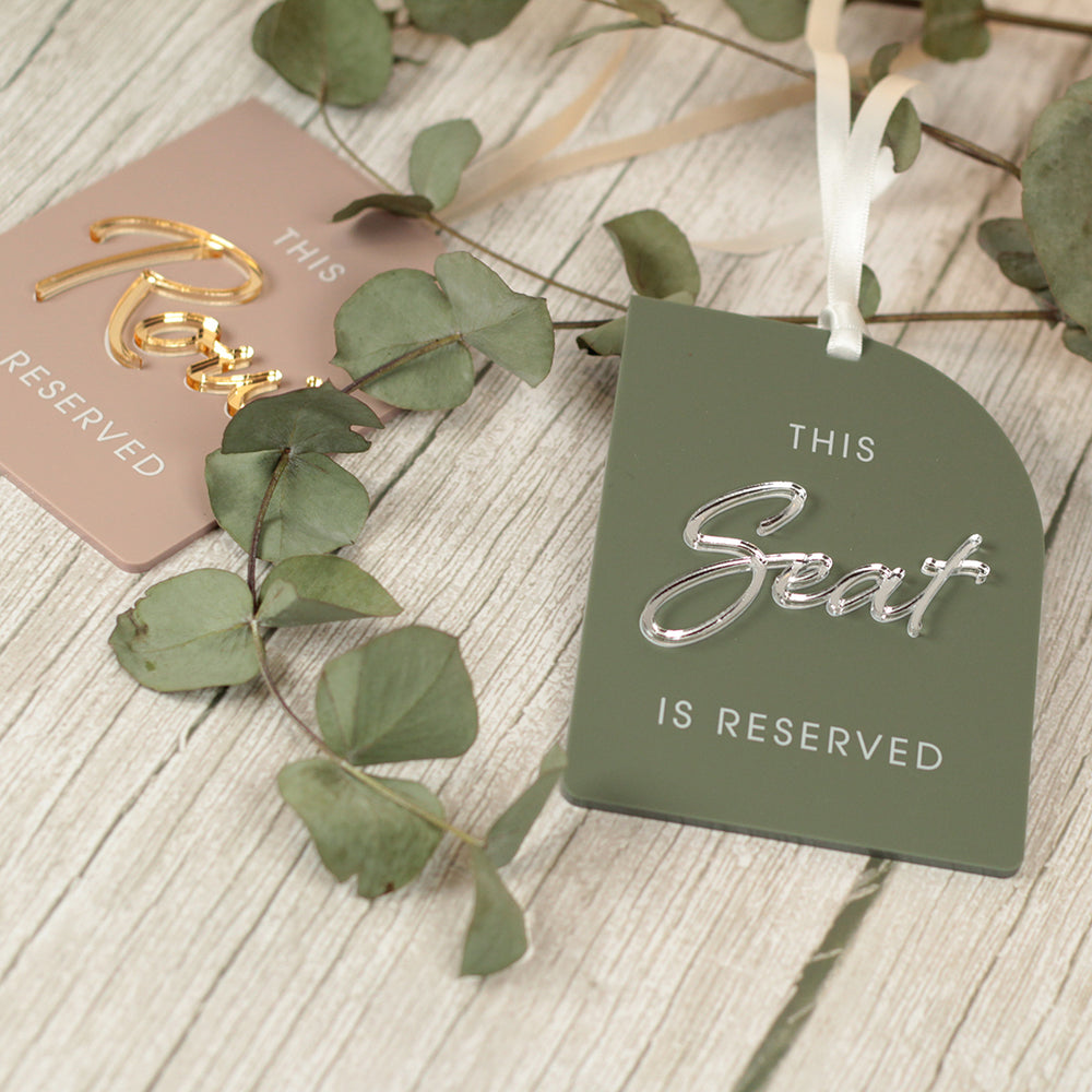 Modern Arch Acrylic Reserved Row or Seat Tag-Weddings by Lumi