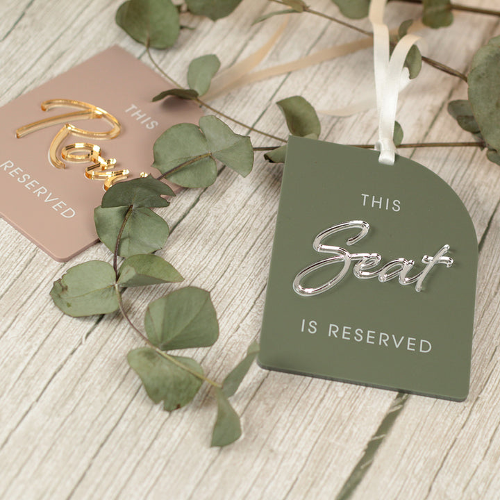 Modern Arch Acrylic Reserved Row or Seat Tag-Weddings by Lumi