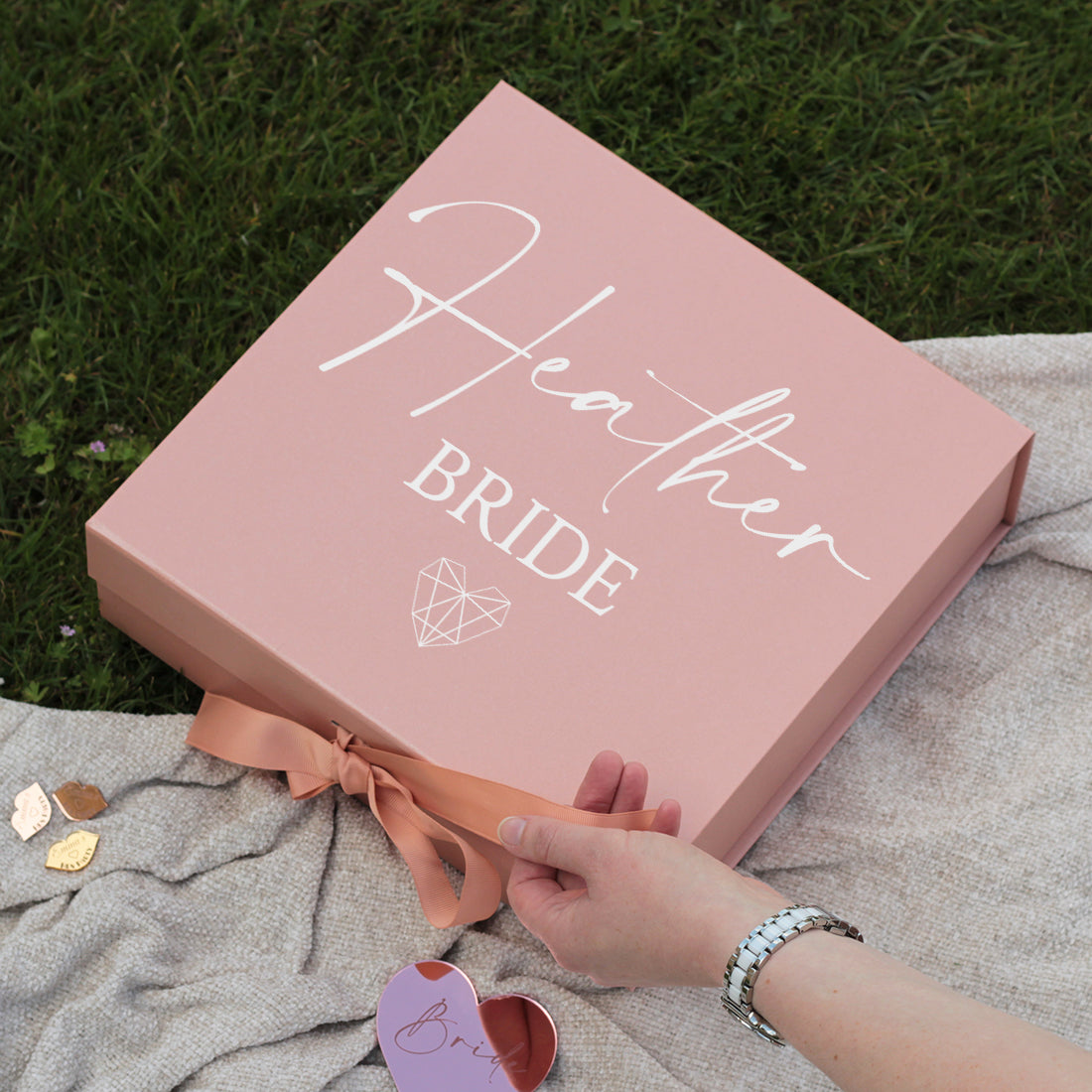 Rose Gold Bridal Party Wedding Wedding Gift Magnetic Memory Keepsake Box