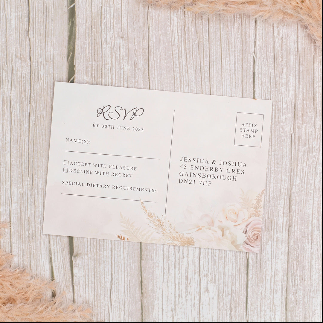 Blush Flowers A5 Postcard Invitation