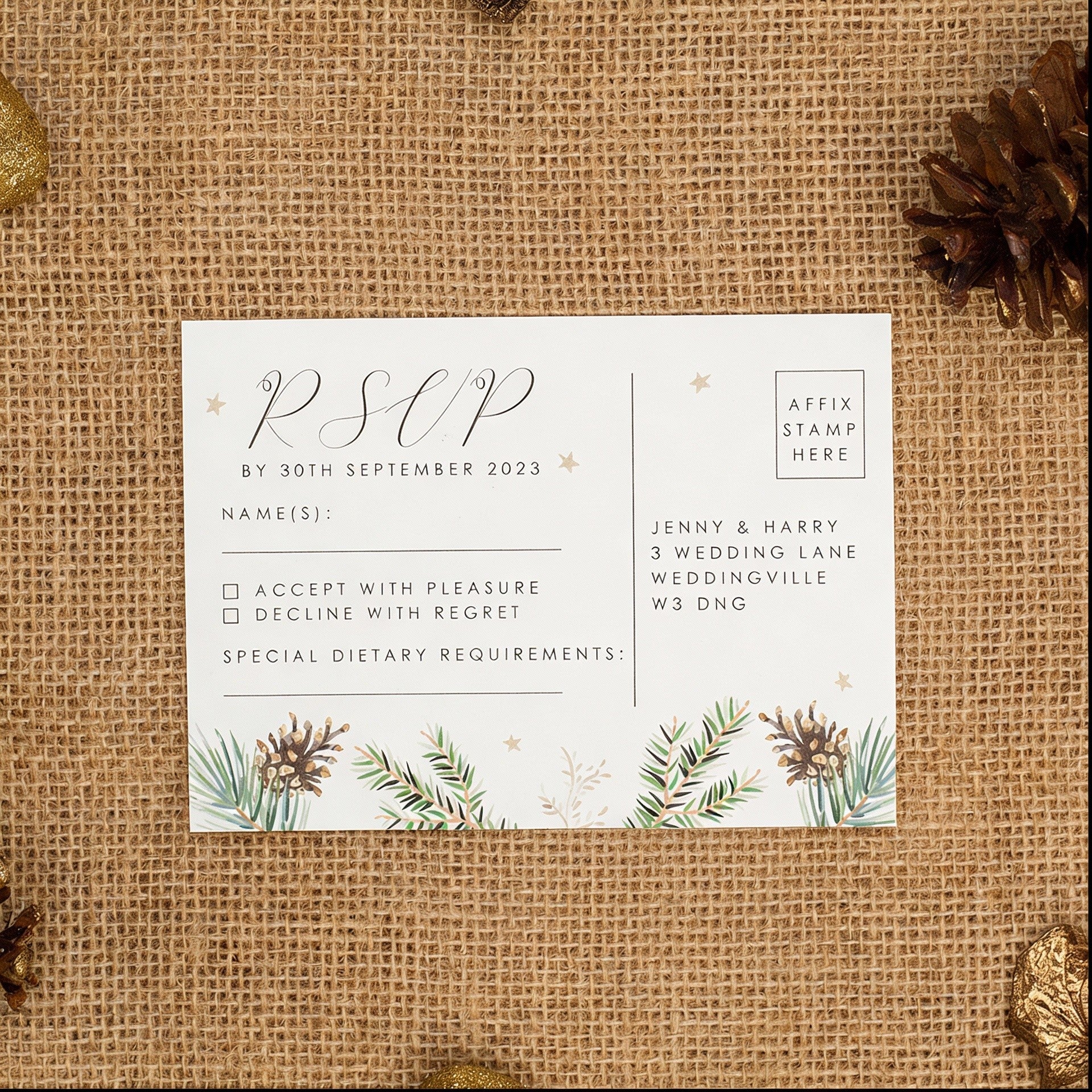 Winter Fern A5 Postcard Invitation