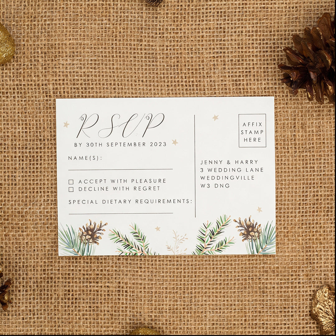 Winter Fern A5 Postcard Invitation