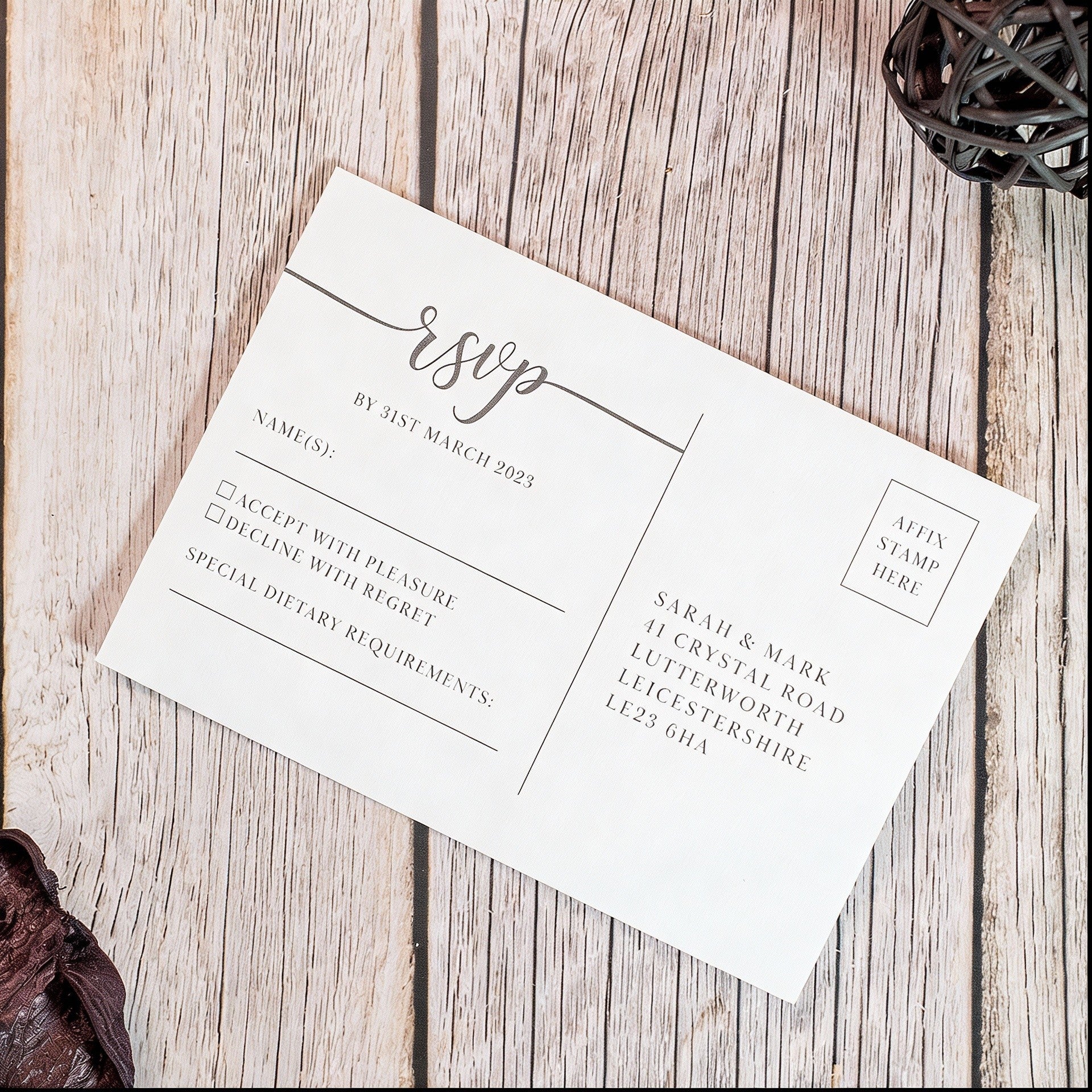Classic Script A5 Postcard Invitation
