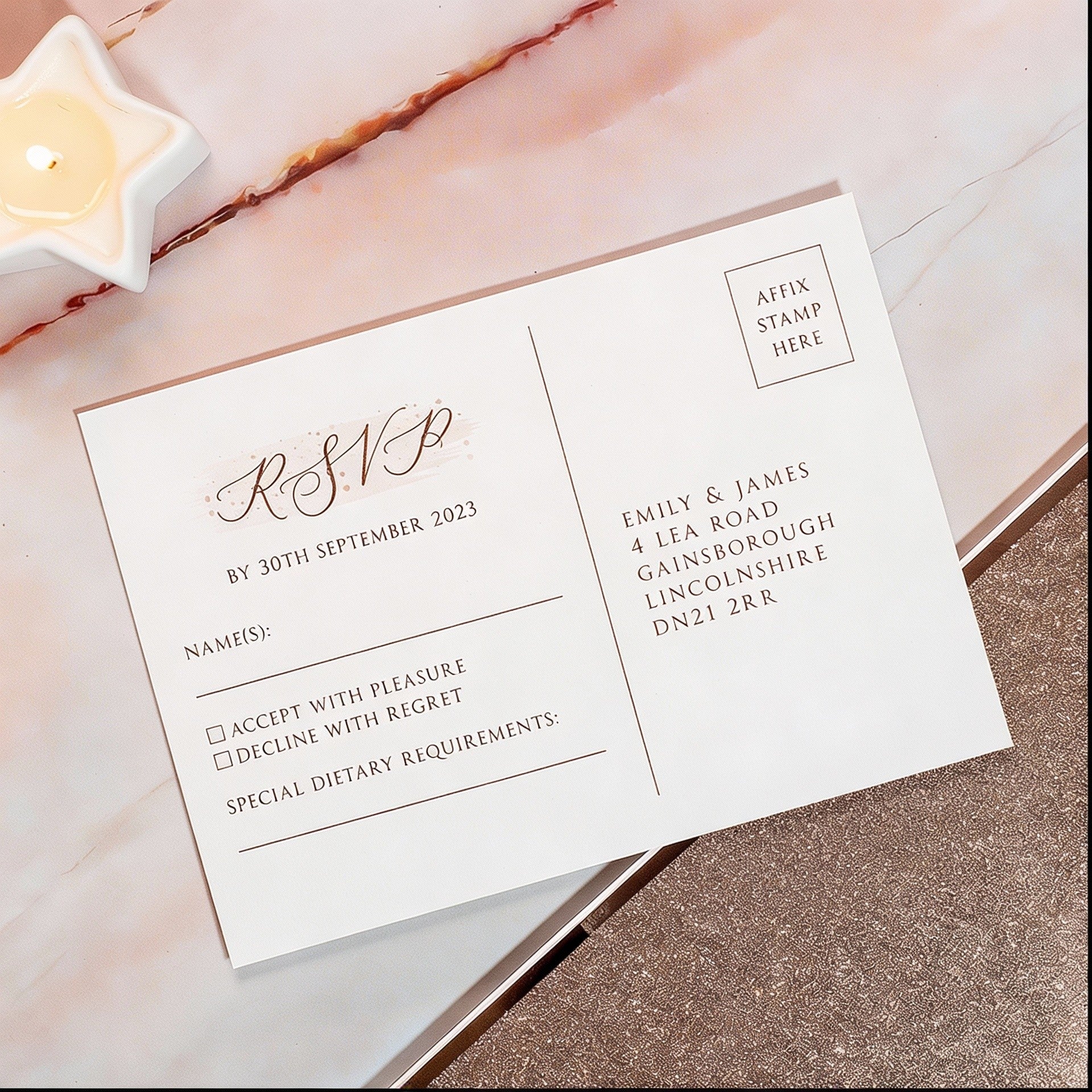 Sparkly Circle A5 Postcard Invitation