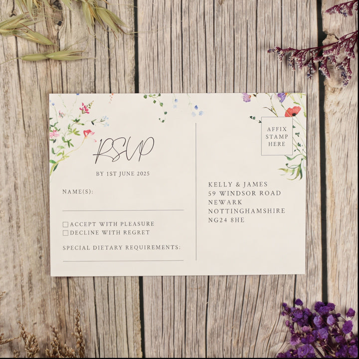 Watercolour Wildflower A5 Postcard Invitation