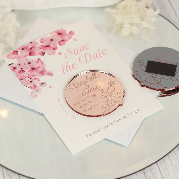 Cherry Blossom Wedding Save The Date Magnet