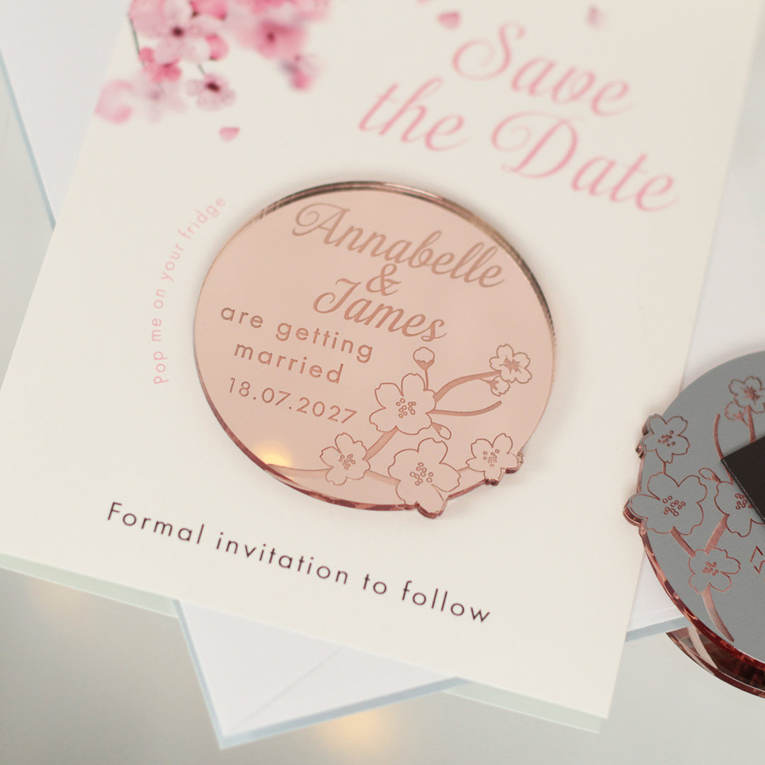 Cherry Blossom Wedding Save The Date Magnet