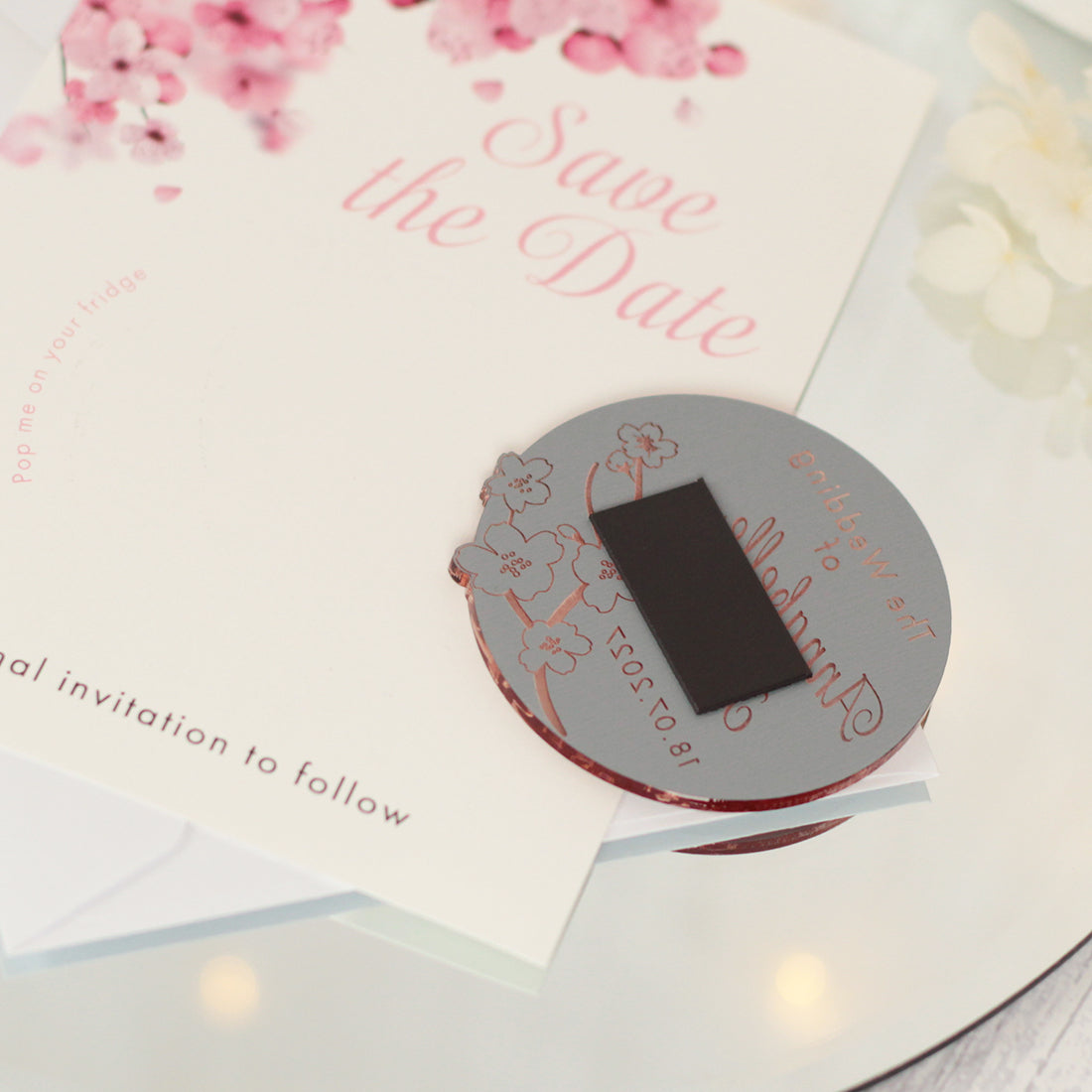 Cherry Blossom Wedding Save The Date Magnet