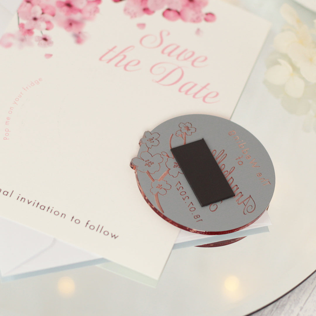 Cherry Blossom Wedding Save The Date Magnet
