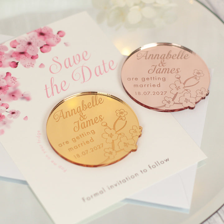 Cherry Blossom Wedding Save The Date Magnet