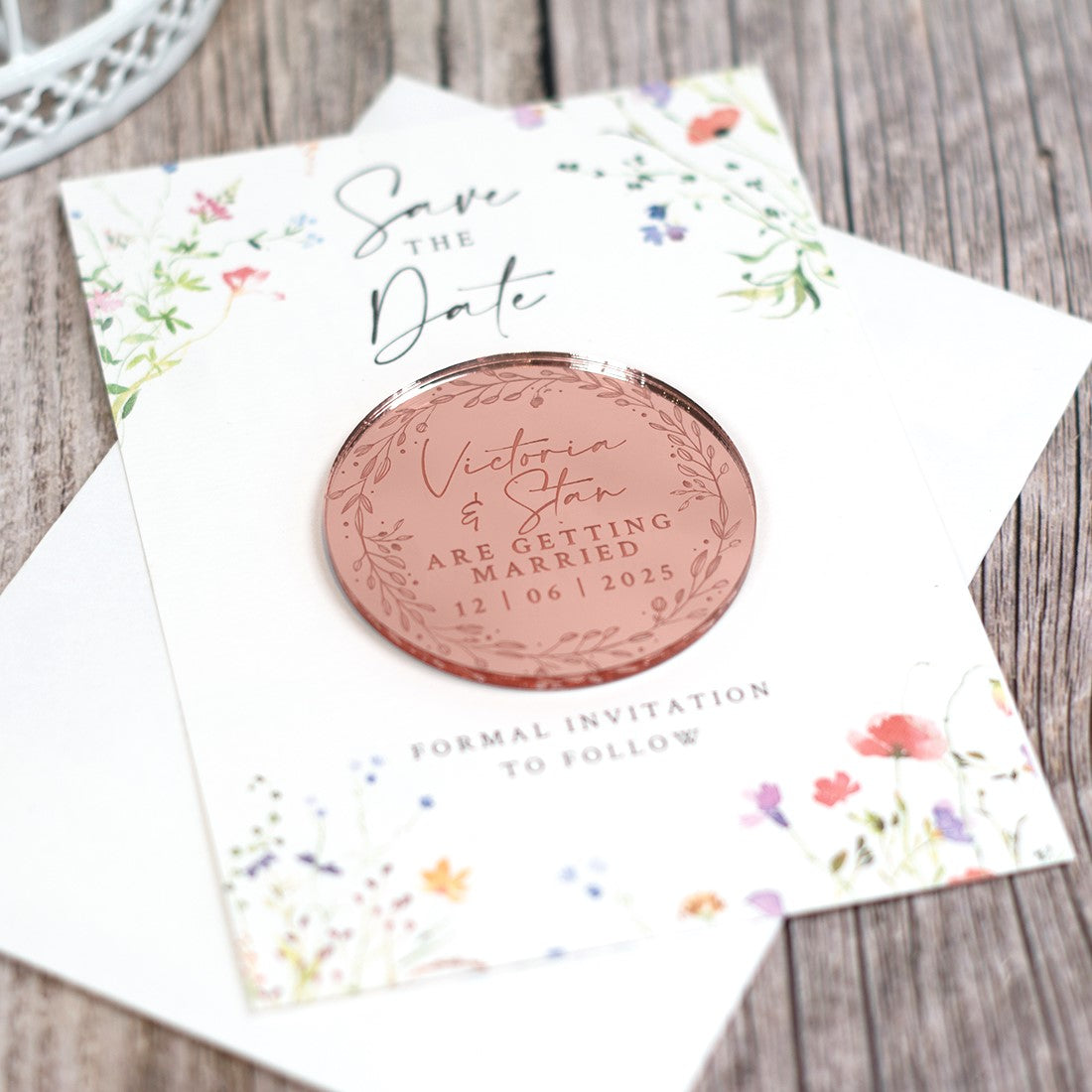 Watercolour Wildflower Wedding Save The Date Magnet