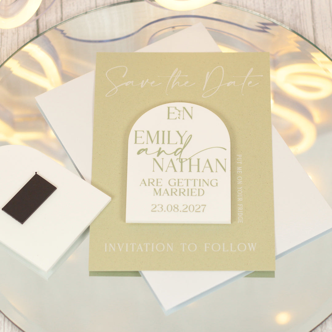 Manhattan Acrylic Wedding Save The Date Magnet &amp; Card