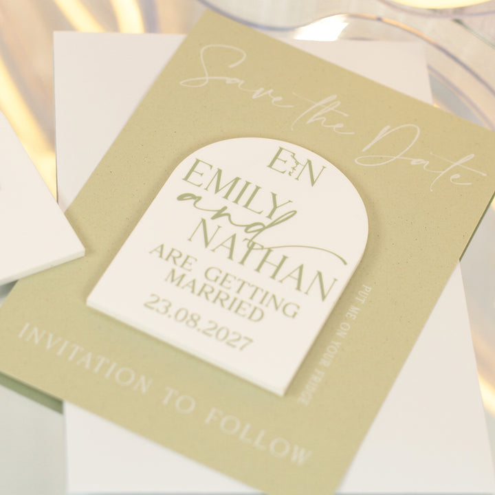Manhattan Acrylic Wedding Save The Date Magnet &amp; Card