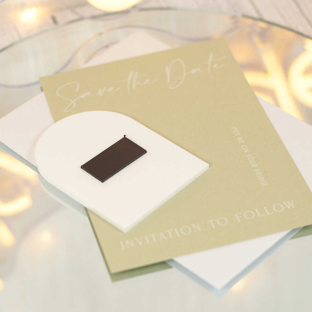 Manhattan Acrylic Wedding Save The Date Magnet &amp; Card