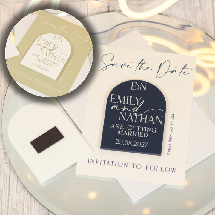 Manhattan Acrylic Wedding Save The Date Magnet &amp; Card