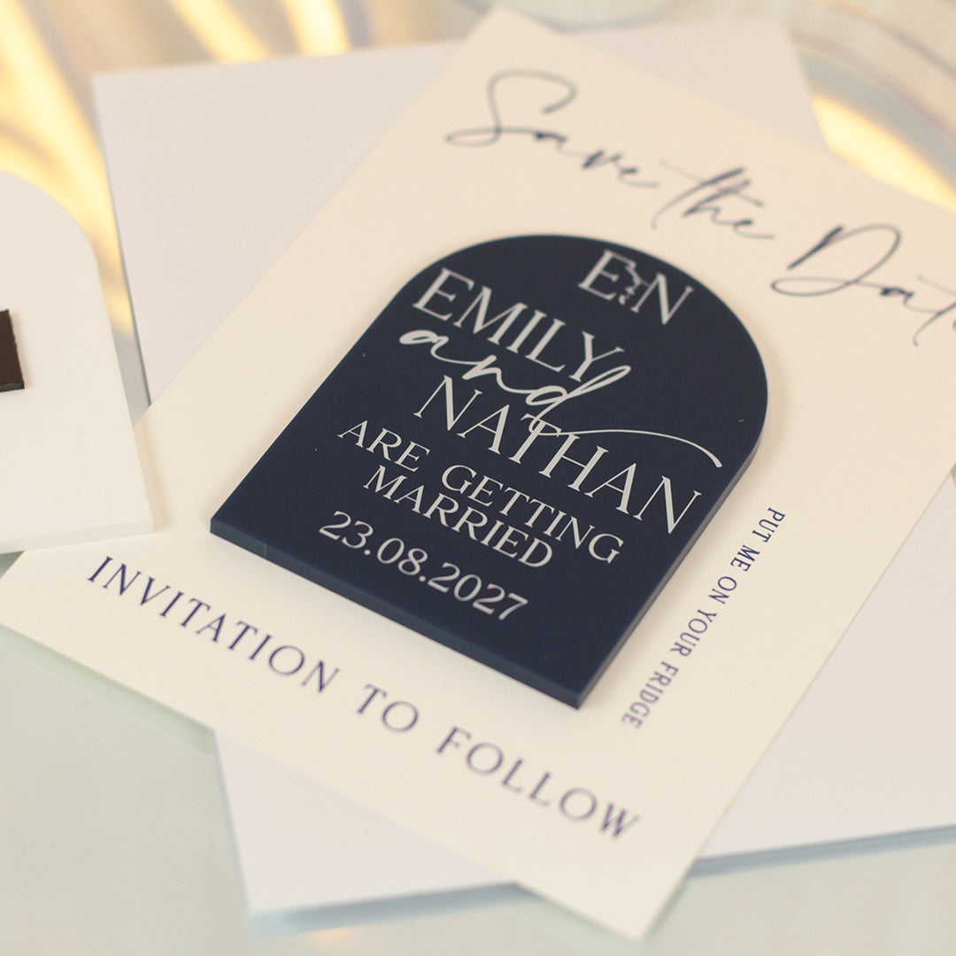 Manhattan Acrylic Wedding Save The Date Magnet &amp; Card