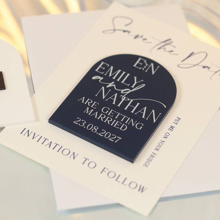 Manhattan Acrylic Wedding Save The Date Magnet &amp; Card
