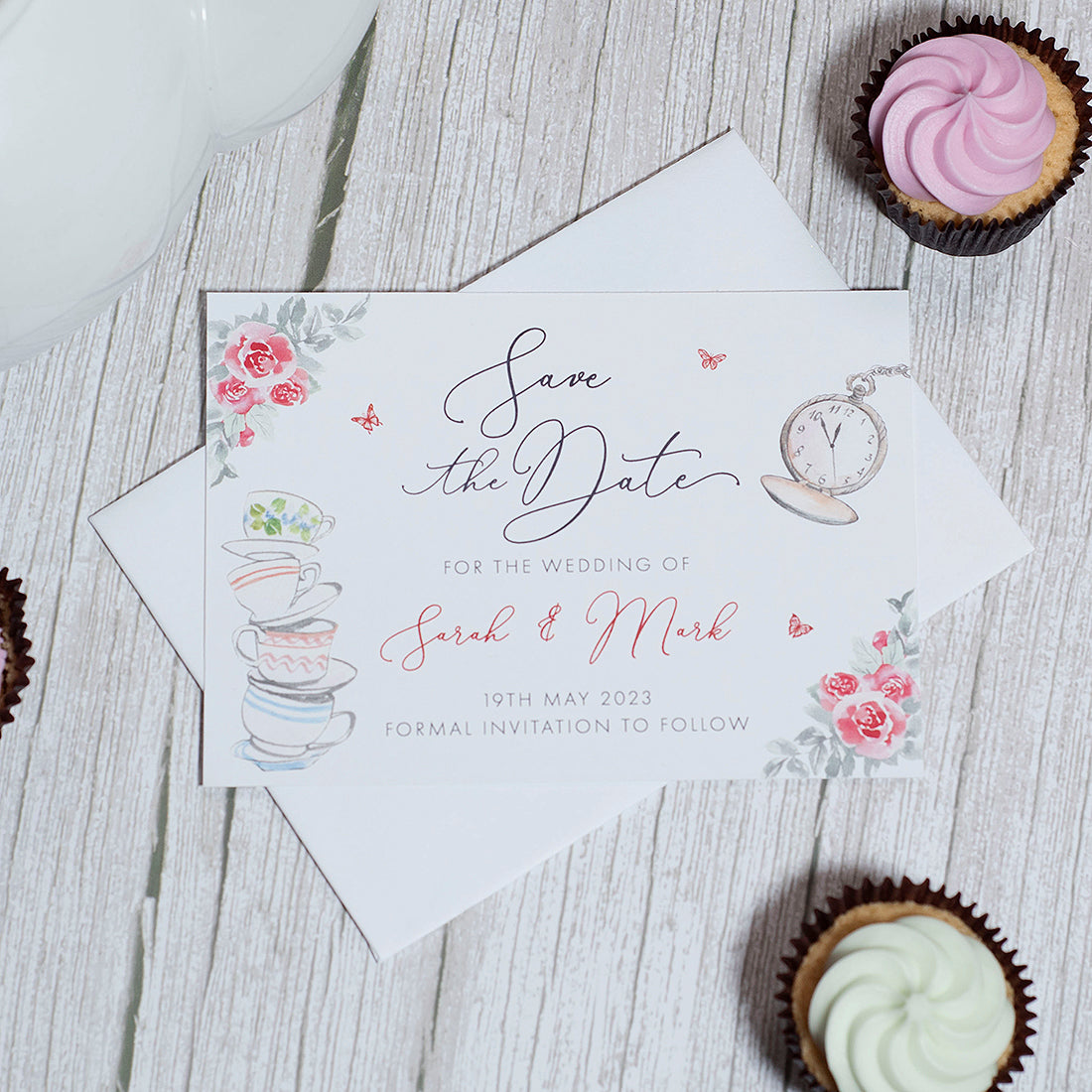 Vintage Tea Party Save the Date Card
