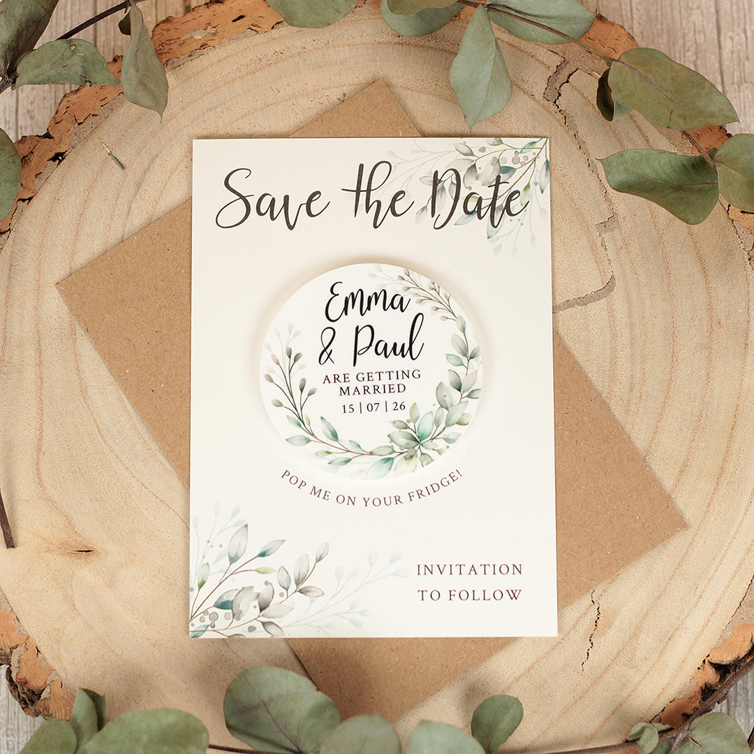 Botanical Wreath Wedding Save The Date Magnet-Weddings by Lumi