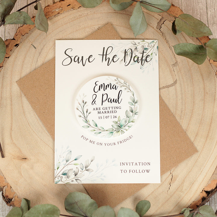 Botanical Wreath Wedding Save The Date Magnet-Weddings by Lumi