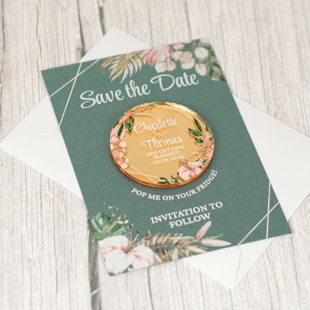Tropical Boho Wedding Save The Date Magnet