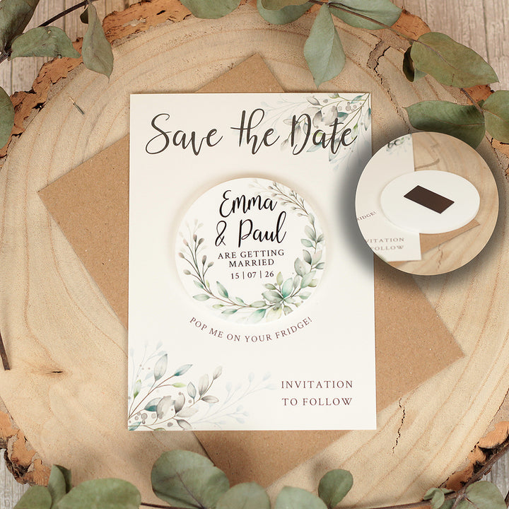 Botanical Wreath Wedding Save The Date Magnet-Weddings by Lumi