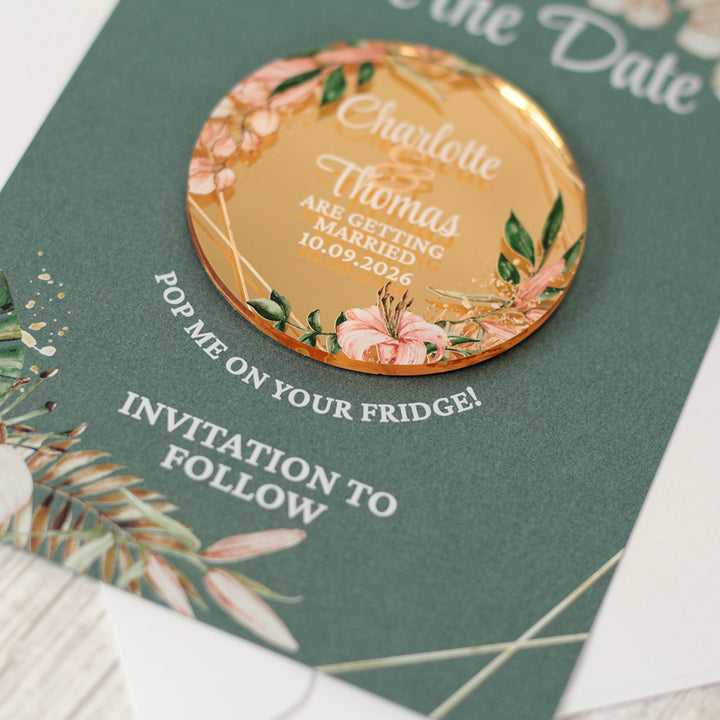 Tropical Boho Wedding Save The Date Magnet