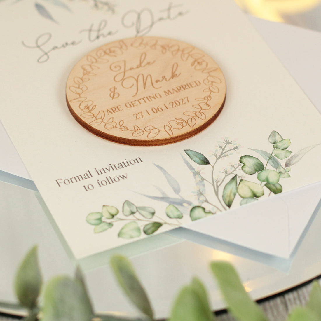Eucalyptus Wedding Save The Date Magnet