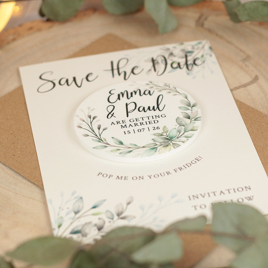 Botanical Wreath Wedding Save The Date Magnet-Weddings by Lumi