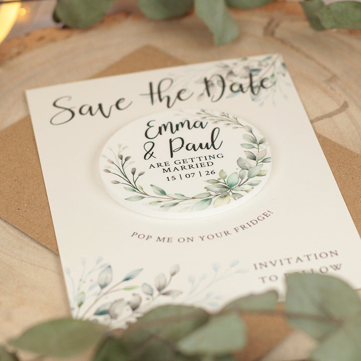 Botanical Wreath Wedding Save The Date Magnet-Weddings by Lumi