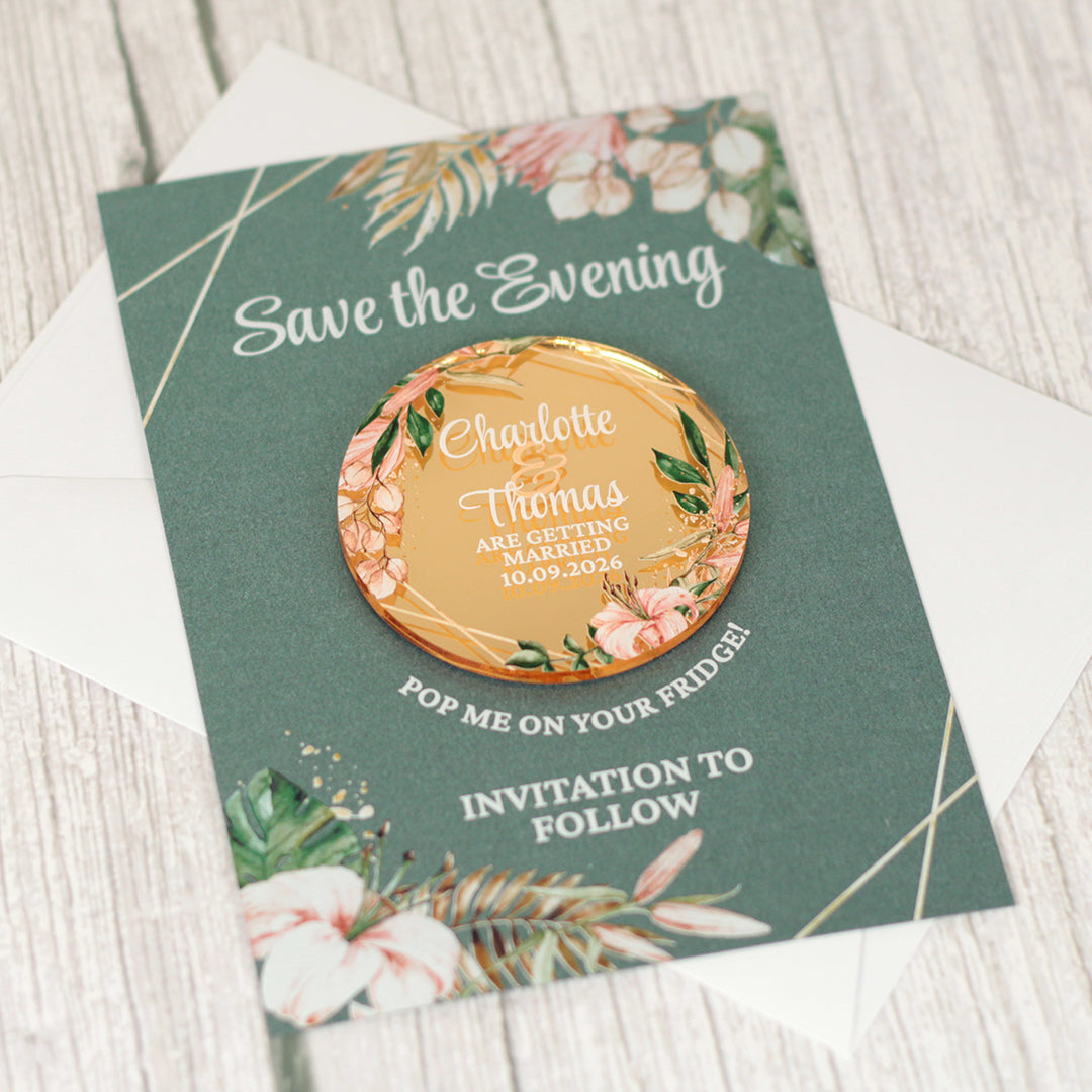 Tropical Boho Wedding Save The Date Magnet
