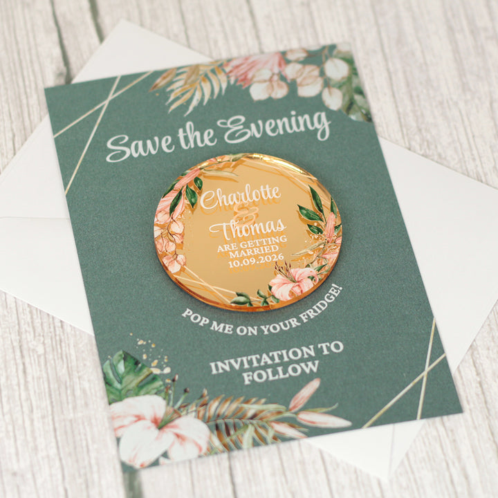Tropical Boho Wedding Save The Date Magnet