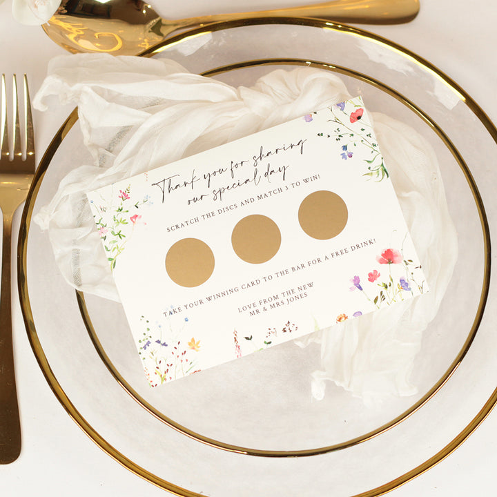 Wildflower Scratch Card Drink Token Wedding Favours