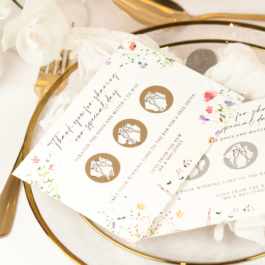 Wildflower Scratch Card Drink Token Wedding Favours
