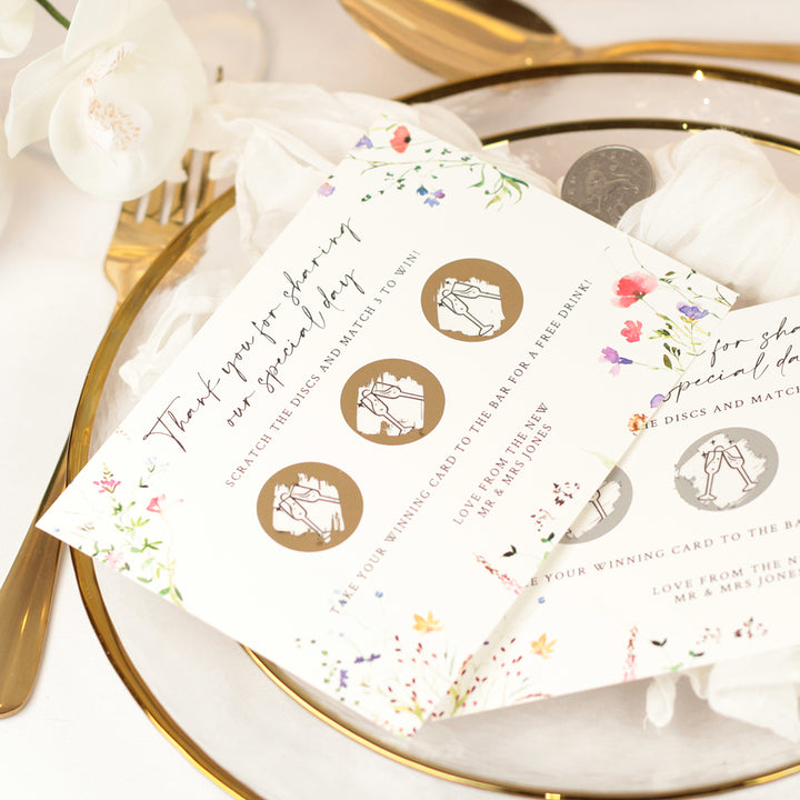 Wildflower Scratch Card Drink Token Wedding Favours